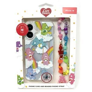 Care Bears Skinny Dip iPhone 16 Hard Case Cover Beaded Strap Glitter Shimmer